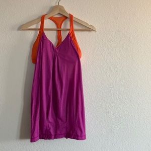 Lululemon | Practice Freely Tank top built in bra pink/purple and orange